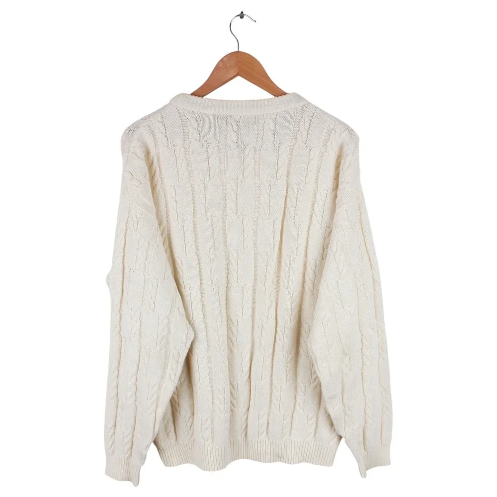 Vintage‎ Chaps Ralph Lauren Chunky Cable Knit Sweater Cream Men's Size Large